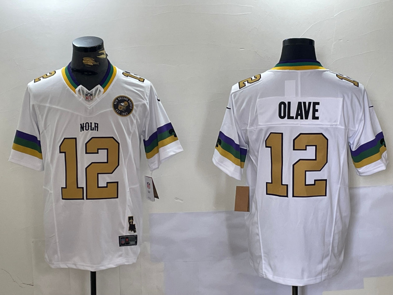 Men's New Orleans Saints #12 Chris Olave BlackWhite 1987 Legacy Cool Base Stitched Baseball Jersey 1