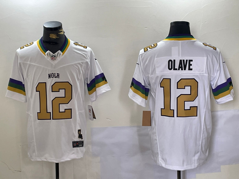 Men's New Orleans Saints #12 Chris Olave BlackWhite 1987 Legacy Cool Base Stitched Baseball Jersey