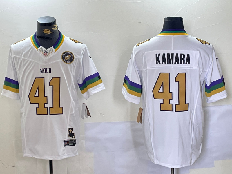 Men's New Orleans Saints #41 Alvin Kamara White 1987 Legacy Cool Base Stitched Baseball Jersey 1