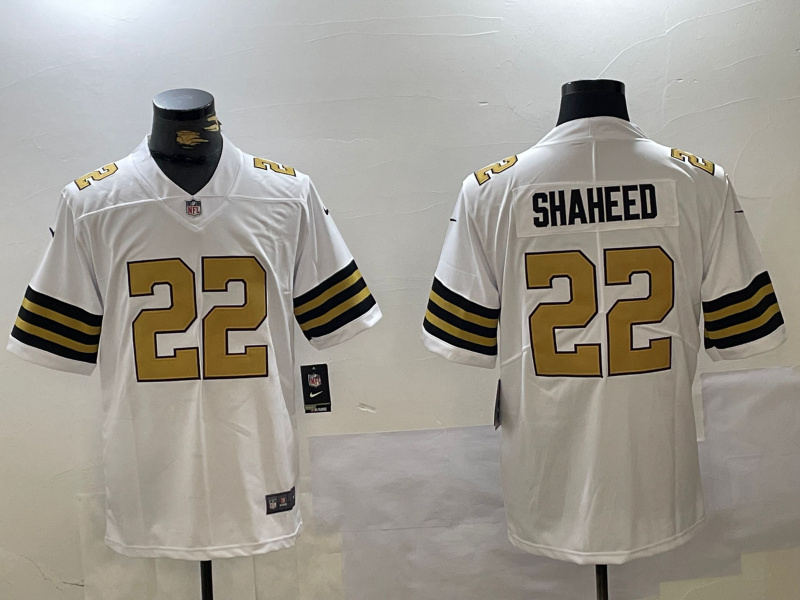 men's new orleans saints #22 rashid shaheed white vapor limited stitched football jersey_副本