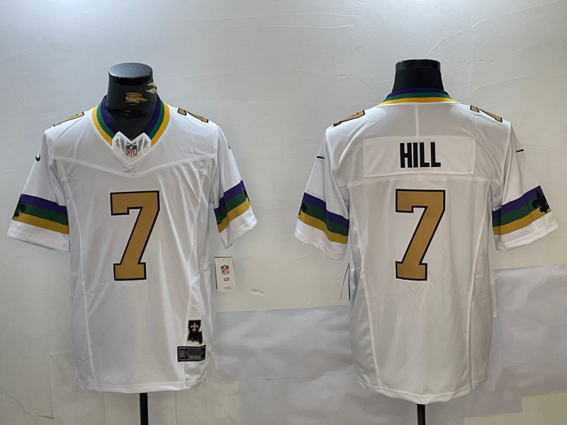 Men's New Orleans Saints #7 Taysom Hill White Vapor Limited Stitched Football Jersey 1