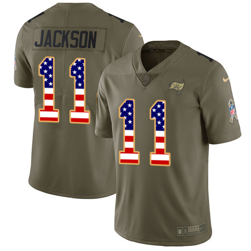 Nike Buccaneers #11 DeSean Jackson Olive USA Flag Men's Stitched NFL Limited 2017 Salute To Service Jersey