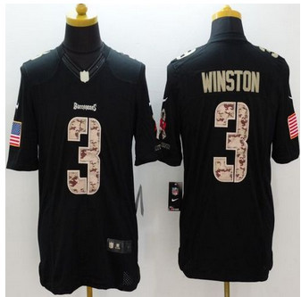 New Tampa Bay Buccaneers #3 Jameis Winston Black Men's Stitched NFL Limited Salute to Service Jersey