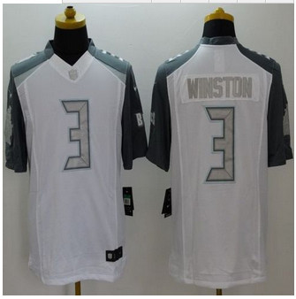 New Tampa Bay Buccaneers #3 Jameis Winston White Men's Stitched NFL Limited Platinum Jersey