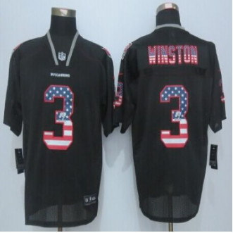 New Tampa Bay Buccaneers #3 Jameis Winston Black Men's Stitched NFL Elite USA Flag Fashion jerseys