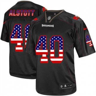 Nike Tampa Bay Buccaneers #40 Mike Alstott Black NFL Elite USA Flag Fashion Jersey