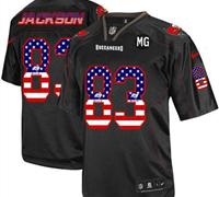 NEW Buccaneers #83 Vincent Jackson Black With MG Patch Stitched NFL Elite USA Flag Fashion Jersey