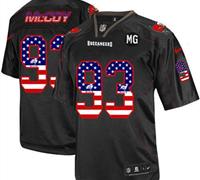 NEW Buccaneers #93 Gerald McCoy Black With MG Patch Stitched NFL Elite USA Flag Fashion Jersey