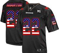 NEW Buccaneers #22 Doug Martin Black With MG Patch Stitched NFL Elite USA Flag Fashion Jersey