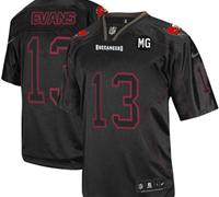 NEW Buccaneers #13 Mike Evans Lights Out Black With MG Patch Stitched NFL Elite Jersey