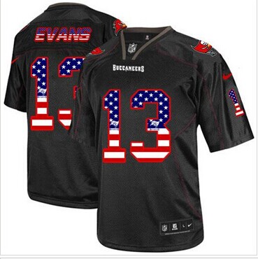 NEW Tamay Buccaneers #13 Mike Evans Black NFL Elite USA Flag Fashion Jersey