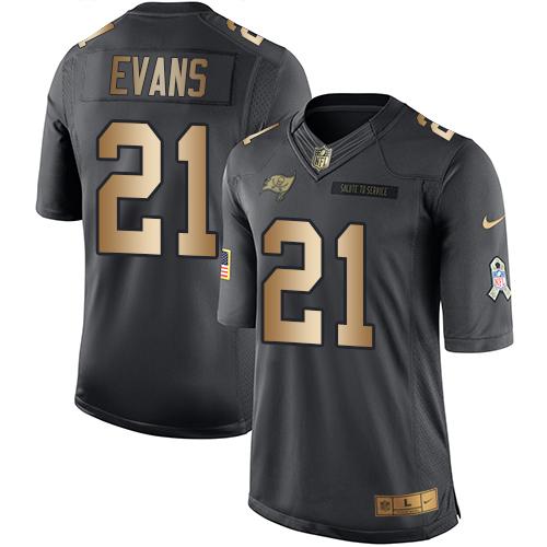 Nike Buccaneers #21 Justin Evans Black Men's Stitched NFL Limited Gold Salute To Service Jersey