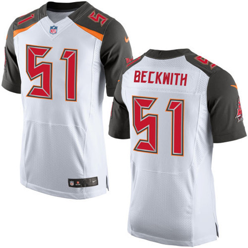 Nike NFL Tampa Bay Buccaneers Home #51 Kendell Beckwith Men's Elite White Jersey