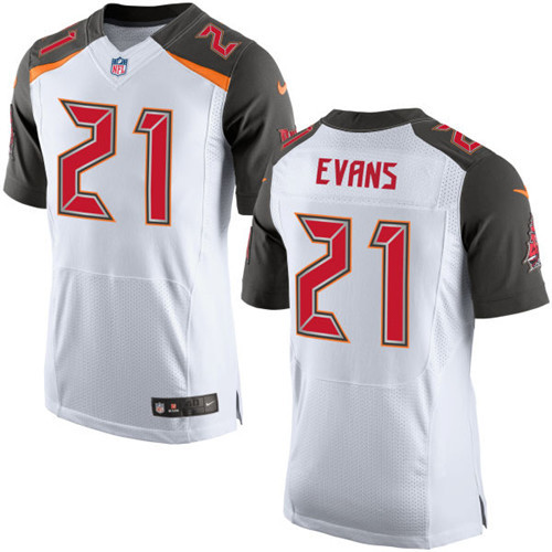 Nike NFL Tampa Bay Buccaneers Home #21 Justin Evans Men's Elite White Jersey