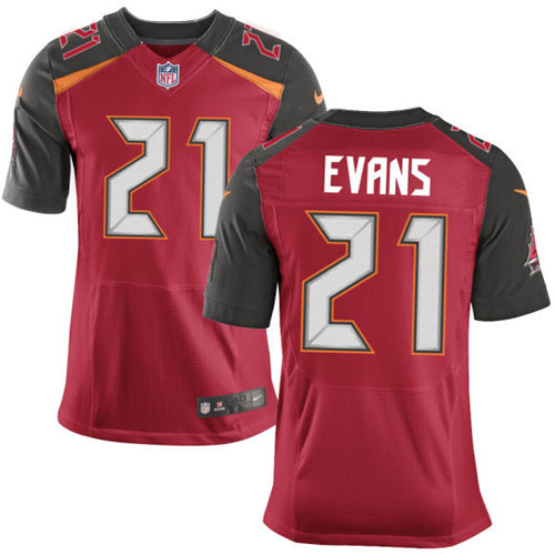 Nike NFL Tampa Bay Buccaneers Home #21 Justin Evans Men's Elite Red Jersey