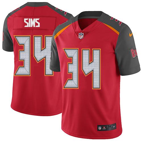 Nike Buccaneers #34 Charles Sims Red Team Color Men's Stitched NFL Vapor Untouchable Limited Jersey