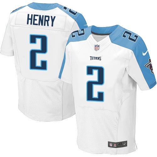 Nike Titans #2 Derrick Henry White Men's Stitched NFL Elite Jersey