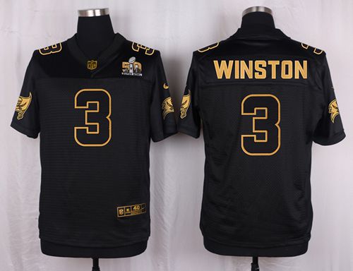 Nike Buccaneers #3 Jameis Winston Black Men's Stitched NFL Elite Pro Line Gold Collection Jersey