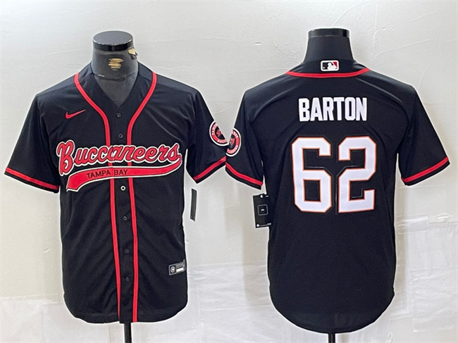 Men's Tampa Bay Buccaneers #62 Graham Barton Black Cool Base Stitched Baseball Jersey