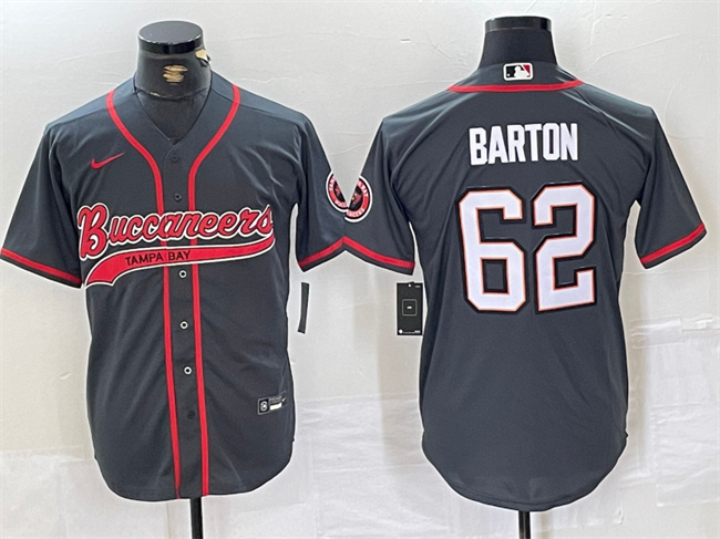 Men's Tampa Bay Buccaneers #62 Graham Barton Grey Cool Base Stitched Baseball JerseyS