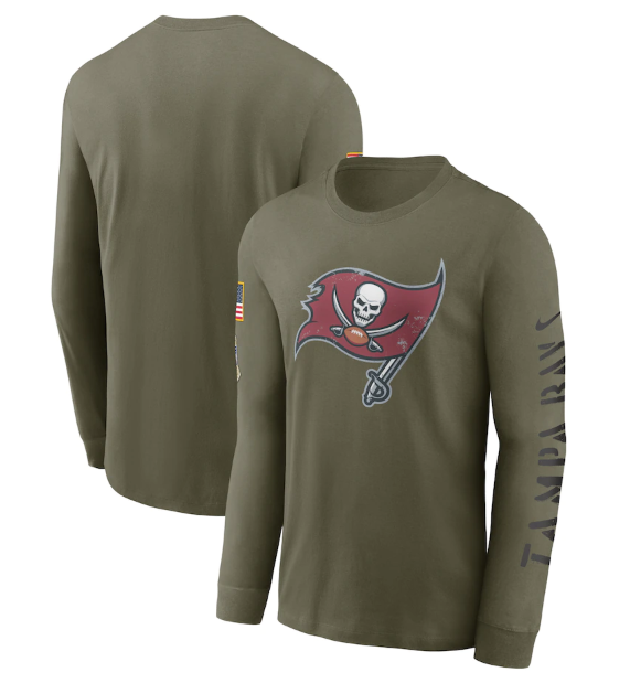 Men's Tampa Bay Buccaneers Olive 2022 Salute To Service Long Sleeve T-Shirt