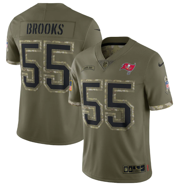 Men's Tampa Bay Buccaneers #55 Derrick Brooks Olive 2022 Salute To Service Limited Stitched Jersey