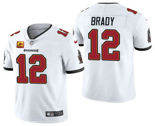 Men's Tom Brady Tampa Bay Buccaneers White Captain Patch Vapor Limited Jersey