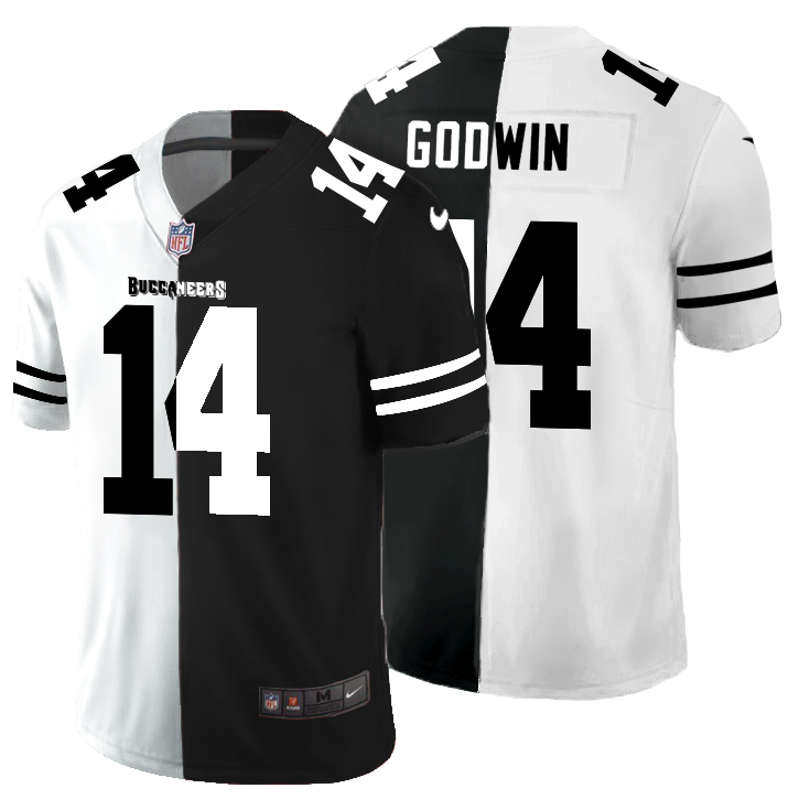 Tampa Bay Buccaneers #14 Chris Godwin Men's Black V White Peace Split Nike Vapor Untouchable Limited NFL Jersey