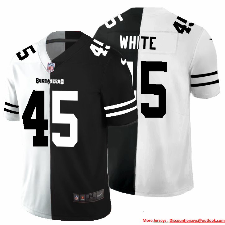 Tampa Bay Buccaneers #45 Devin White Men's Black V White Peace Split Nike Vapor Untouchable Limited NFL Jersey