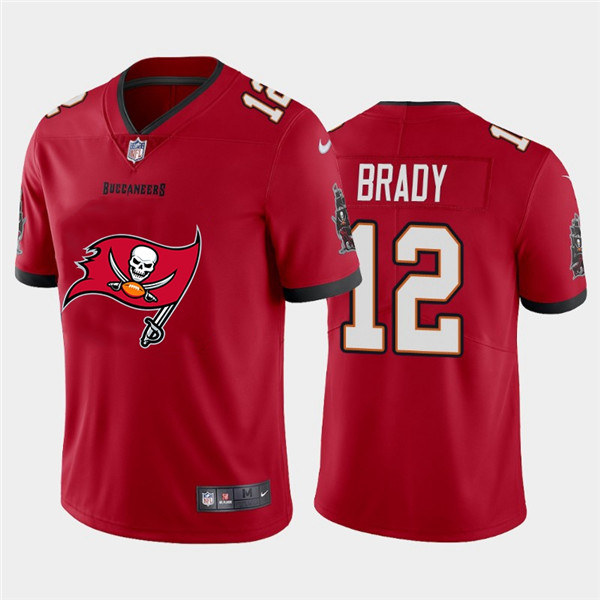 Nike Buccaneers 12 Tom Brady Red Team Big Logo Vapor Untouchable Limited Jersey