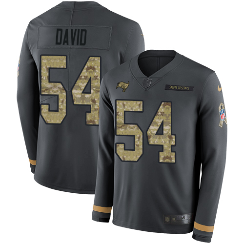 Nike Buccaneers #54 Lavonte David Anthracite Salute to Service Men's Stitched NFL Limited Therma Long Sleeve Jersey