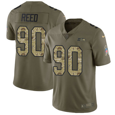 Nike Seahawks #90 Jarran Reed Olive Camo Men's Stitched NFL Limited 2017 Salute To Service Jersey