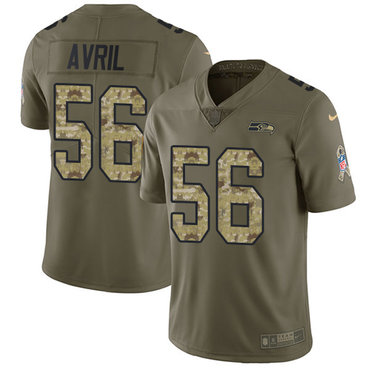 Nike Seahawks #56 Cliff Avril Olive Camo Men's Stitched NFL Limited 2017 Salute To Service Jersey