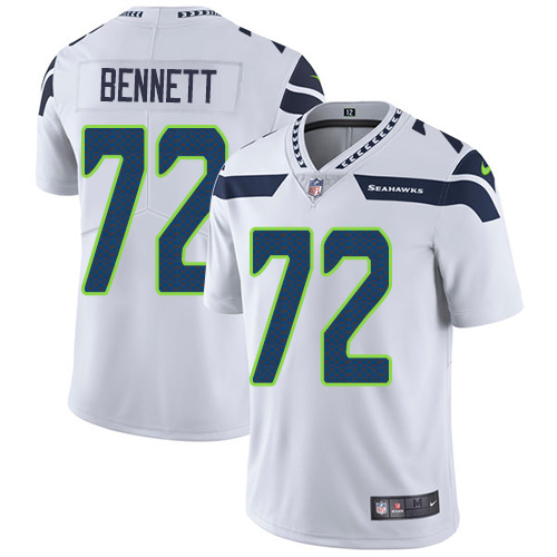 Nike Seahawks #72 Michael Bennett White Men's Stitched NFL Vapor Untouchable Limited Jersey