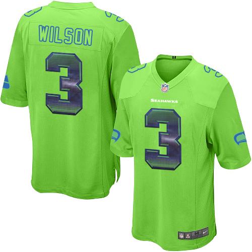 Nike Seahawks #3 Russell Wilson Green Alternate Men's Stitched NFL Limited Strobe Jersey