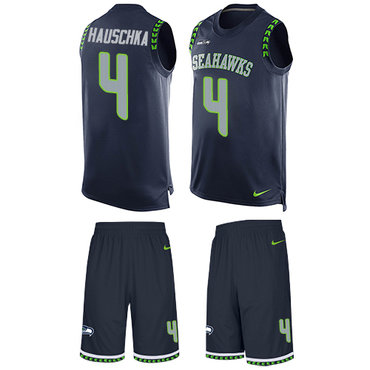 Nike Seahawks #4 Steven Hauschka Steel Blue Team Color Men's Stitched NFL Limited Tank Top Suit Jersey