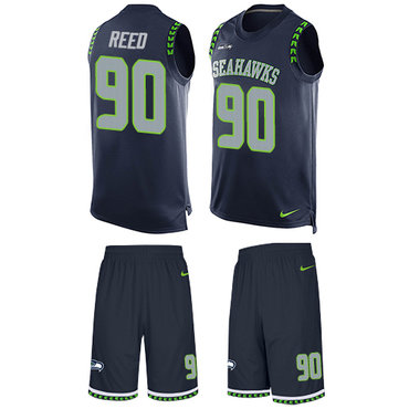 Nike Seahawks #90 Jarran Reed Steel Blue Team Color Men's Stitched NFL Limited Tank Top Suit Jersey