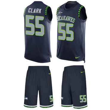 Nike Seahawks #55 Frank Clark Steel Blue Team Color Men's Stitched NFL Limited Tank Top Suit Jersey