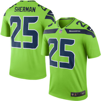 Men's Seattle Seahawks Richard Sherman Nike Green Color Rush Legend Jersey