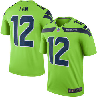 Men's Seattle Seahawks 12 Fan Nike Green Color Rush Legend Jersey