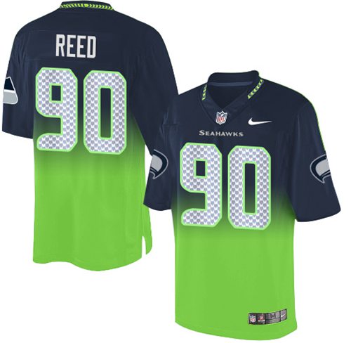 Nike Seahawks #90 Jarran Reed Steel Blue Green Men's Stitched NFL Elite Fadeaway Fashion Jersey