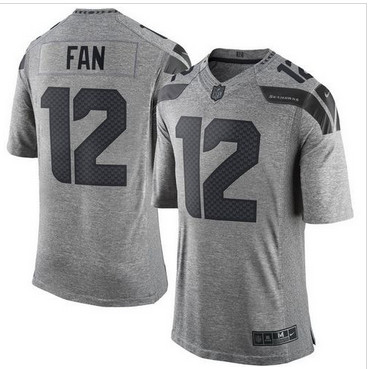 Nike Seattle Seahawks #12 Fan Gray Men's Stitched NFL Limited Gridiron Gray Jersey