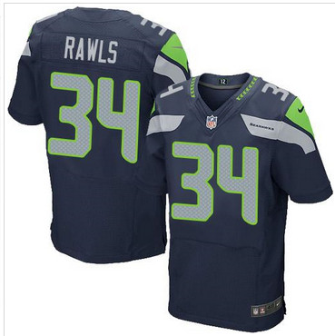 Nike Seattle Seahawks #34 Thomas Rawls Steel Blue Team Color Men's Stitched NFL Elite Jersey