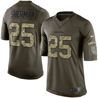 Men's Seattle Seahawks 25 Richard Sherman Nike Green Salute To Service Limited Jersey