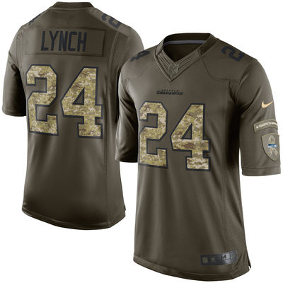 Men's Seattle Seahawks 24 Marshawn Lynch Nike Green Salute To Service Limited Jersey