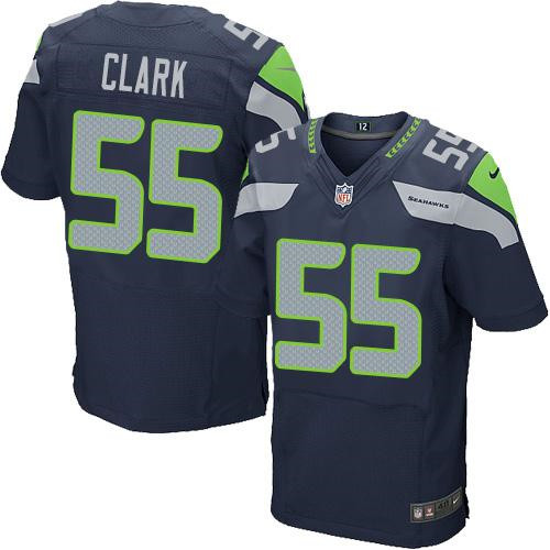 NEW Seattle Seahawks #55 Frank Clark Steel Blue Team Color Men's Stitched NFL Elite Jersey