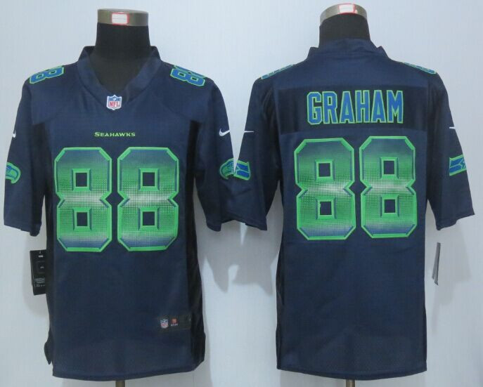 2015 New New Seattle Seahawks #88 Jimmy Graham Navy Blue Strobe Limited Jersey