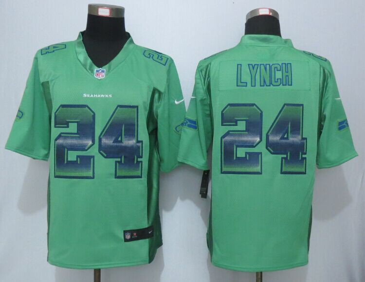 2015 New New Seattle Seahawks #24 Marshawn Lynch Green Strobe Limited Jersey