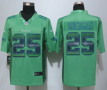 2015 New Seattle Seahawks #25 Richard Sherman Green Strobe Limited Jersey