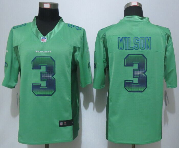 2015 New Seattle Seahawks #3 Russell Wilson Green Strobe Limited Jersey